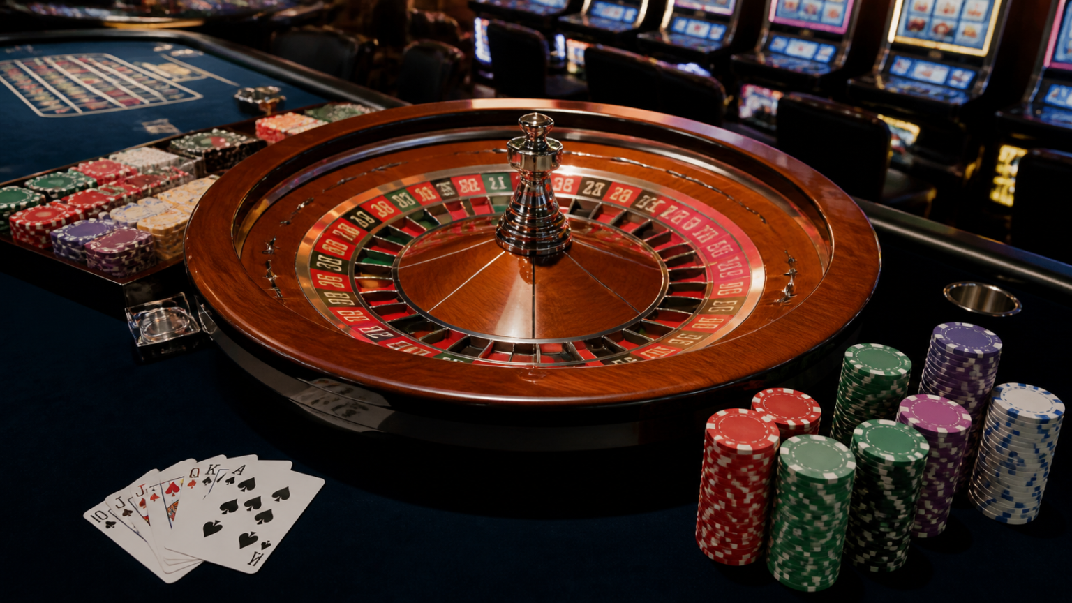 Top Nhà Cái Uy Tín: Cách Kiểm Tra Điều Khoản Thanh Toán Và Khuyến Mãi Casino roulette table and gaming screens showing online casino play