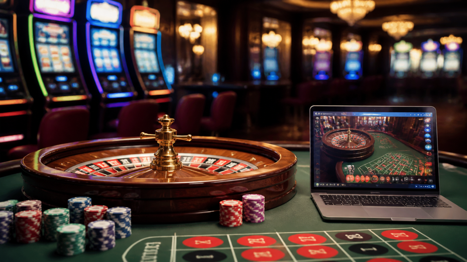 Best Online Casinos: How to Choose a Site That Fits You Casino roulette table with online casino gaming on a laptop
