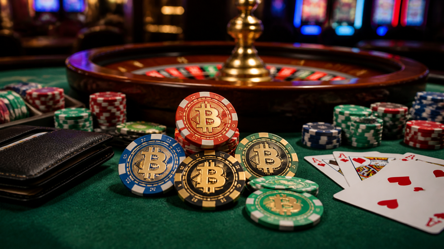 Crypto Casino Singapore: What Players Should Consider Casino table with poker chips and a crypto wallet concept