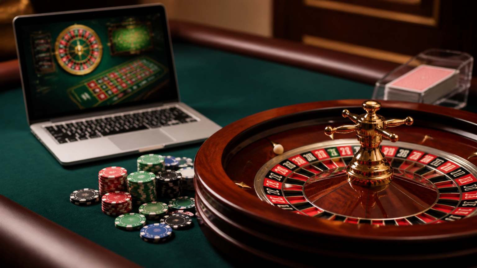 How to Evaluate betting sites Singapore for Safer Play Casino betting setup with laptop, chips, and roulette wheel