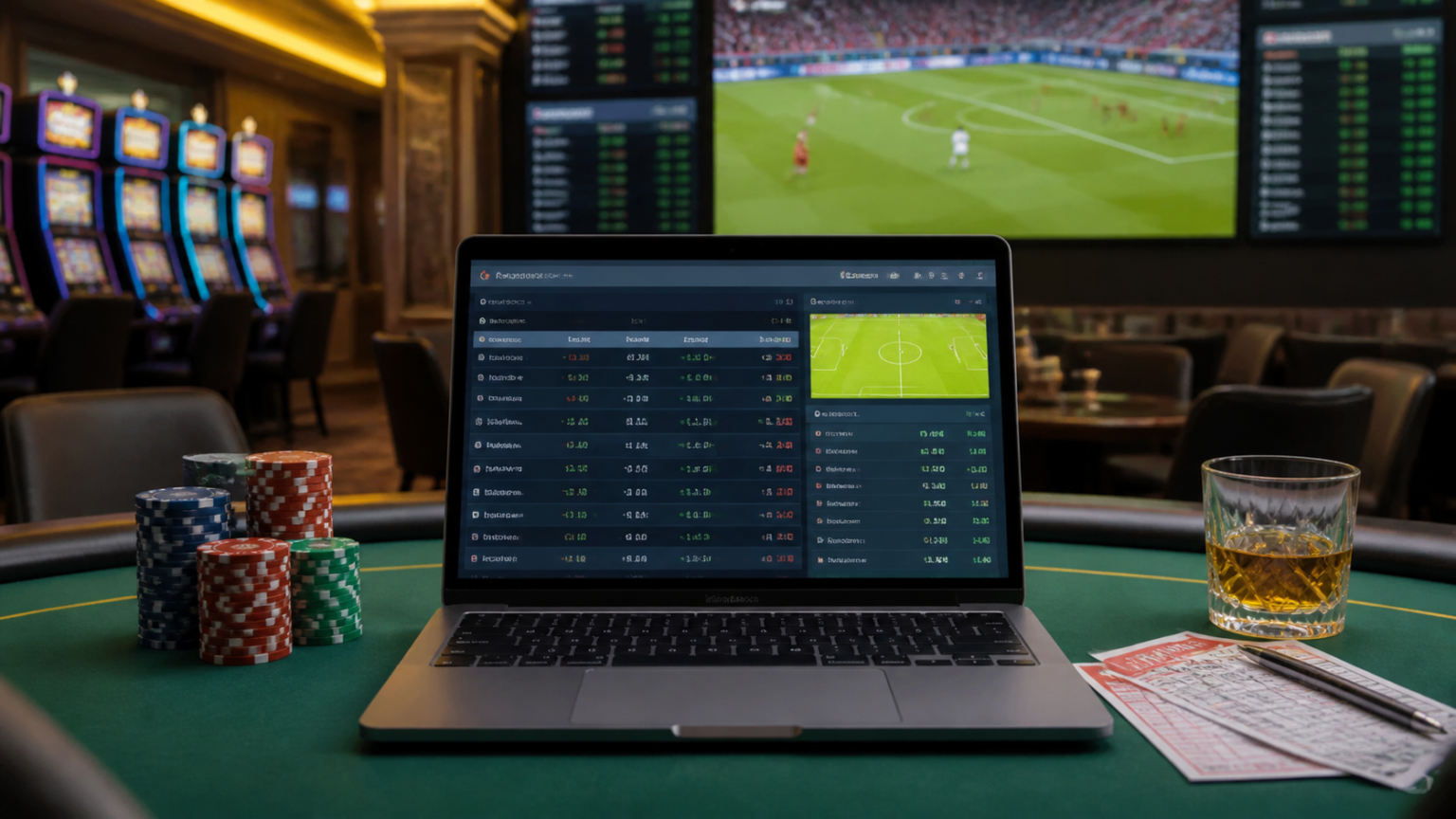 Sports Betting Malaysia: Practical Guide for Readers Sports betting setup with laptop, odds, and match screen